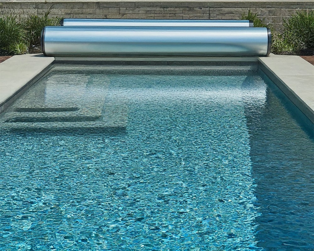 pool with rolled cover